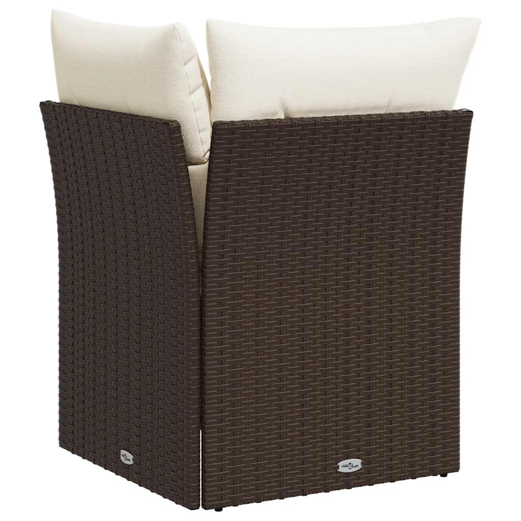 vidaXL Garten-Ecksofa mit Kissen Braun Poly Rattan