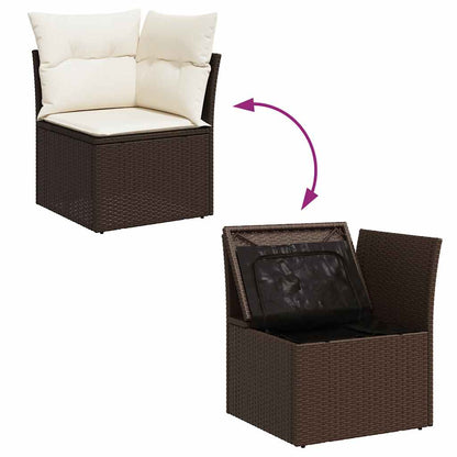 vidaXL Garten-Ecksofa mit Kissen Braun Poly Rattan