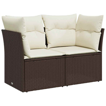 vidaXL Canapé de jardin 2 places avec coussins en résine tressée marron