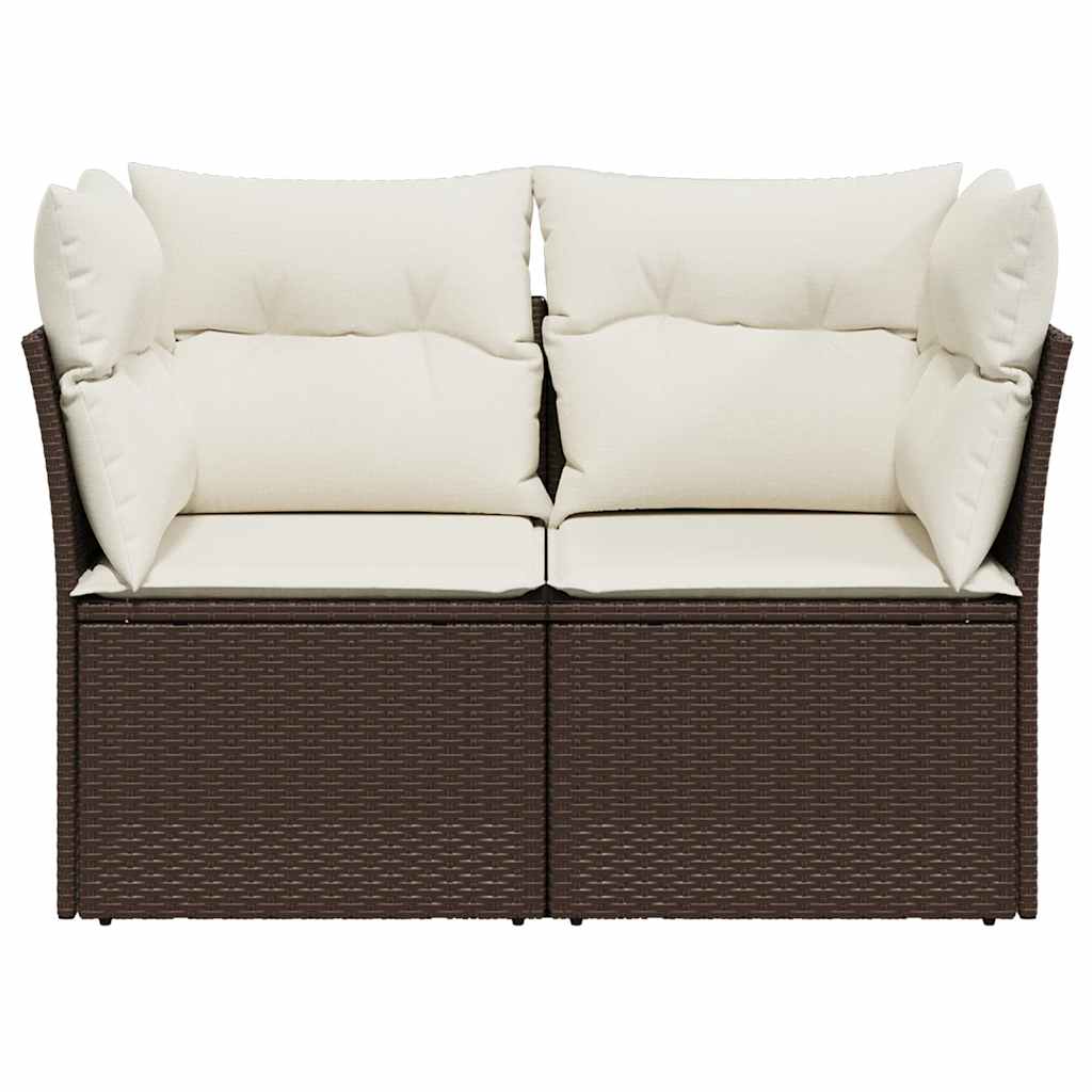 vidaXL Canapé de jardin 2 places avec coussins en résine tressée marron