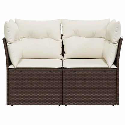 vidaXL Canapé de jardin 2 places avec coussins en résine tressée marron