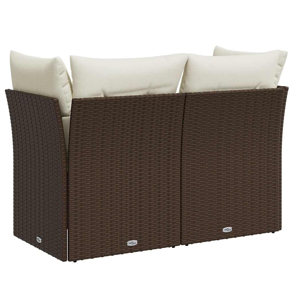 vidaXL Canapé de jardin 2 places avec coussins en résine tressée marron