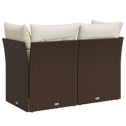 vidaXL Canapé de jardin 2 places avec coussins en résine tressée marron