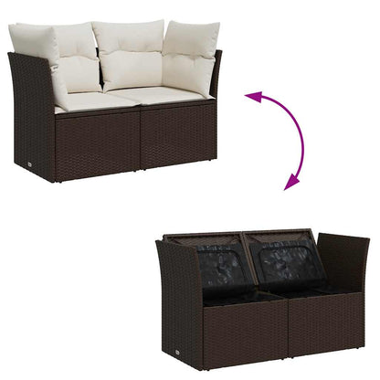 vidaXL Canapé de jardin 2 places avec coussins en résine tressée marron