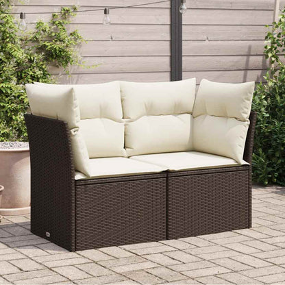 vidaXL Canapé de jardin 2 places avec coussins en résine tressée marron