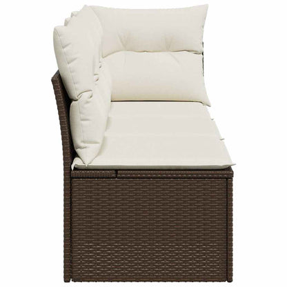 vidaXL Canapé de jardin 3 places avec coussins en résine tressée marron