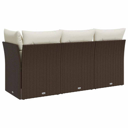 vidaXL Canapé de jardin 3 places avec coussins en résine tressée marron