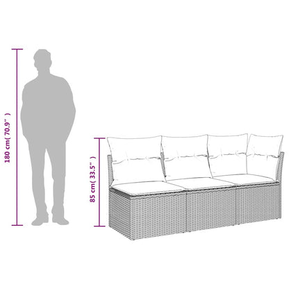 vidaXL Canapé de jardin 3 places avec coussins en résine tressée marron