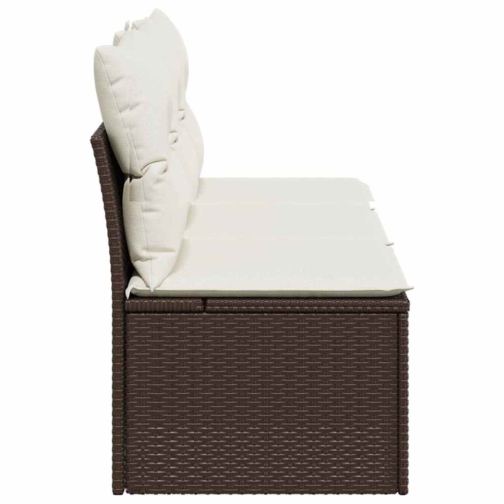vidaXL Gartensofa mit Kissen 3-Sitzer Braun Poly Rattan