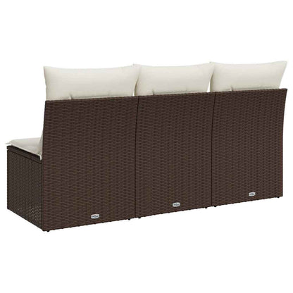 vidaXL Gartensofa mit Kissen 3-Sitzer Braun Poly Rattan