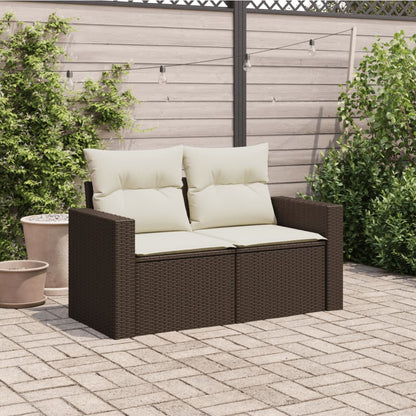 vidaXL Gartensofa mit Kissen 2-Sitzer Braun Poly Rattan