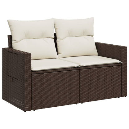vidaXL Canapé de jardin 2 places avec coussins en résine tressée marron