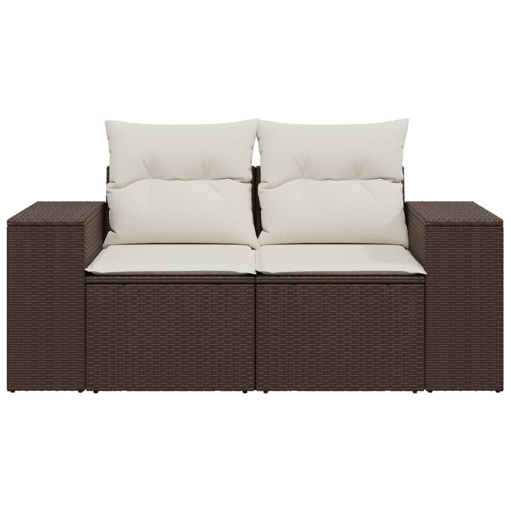 vidaXL Gartensofa mit Kissen 2-Sitzer Braun Poly Rattan