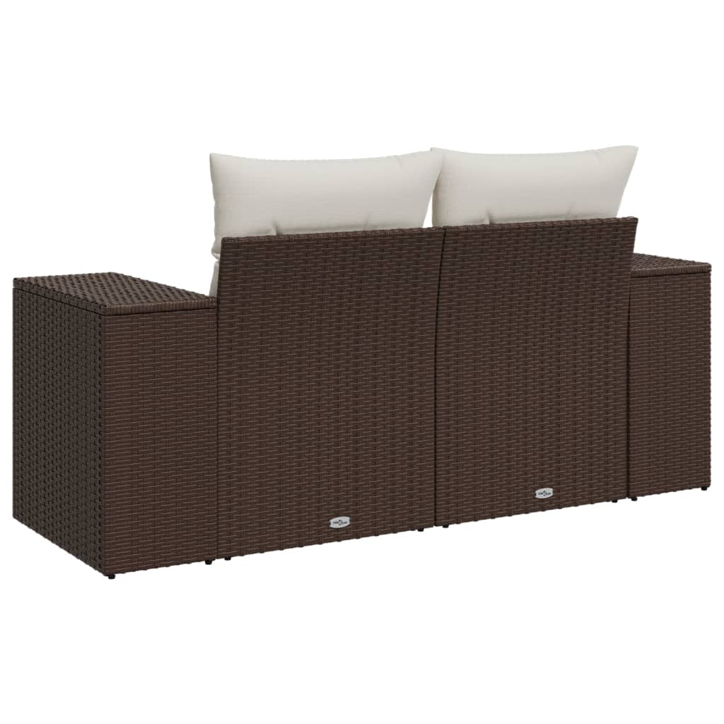 vidaXL Gartensofa mit Kissen 2-Sitzer Braun Poly Rattan