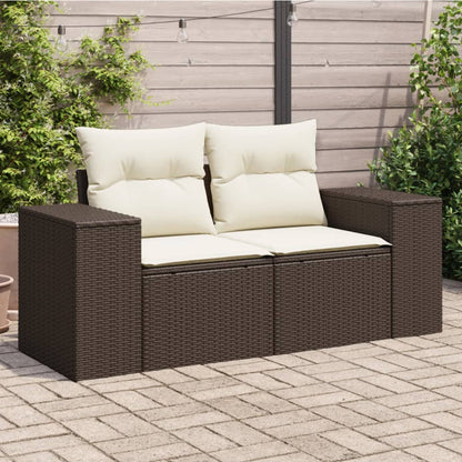 vidaXL Gartensofa mit Kissen 2-Sitzer Braun Poly Rattan