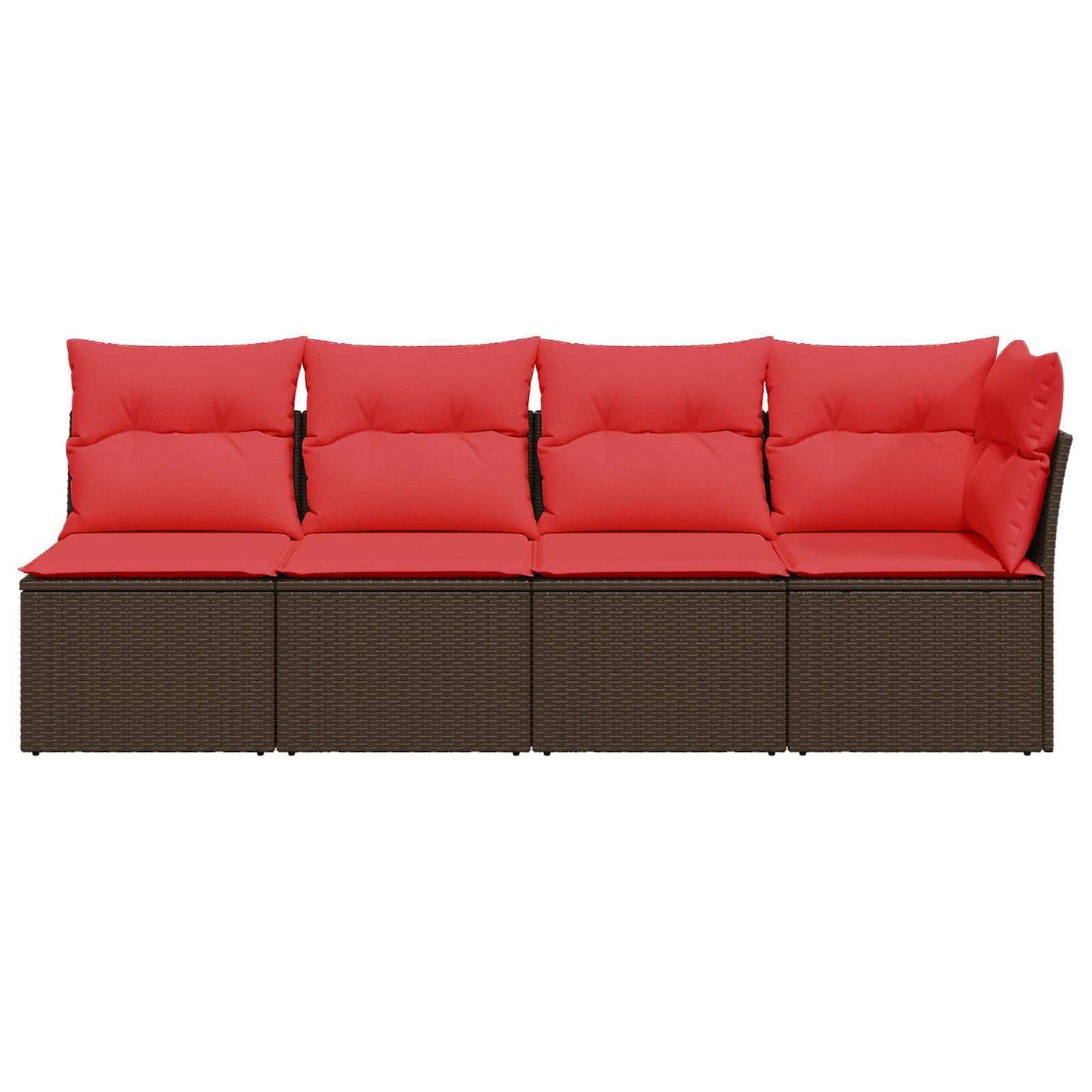 Gartensofa mit Kissen 4-Sitzer Braun Poly Rattan
