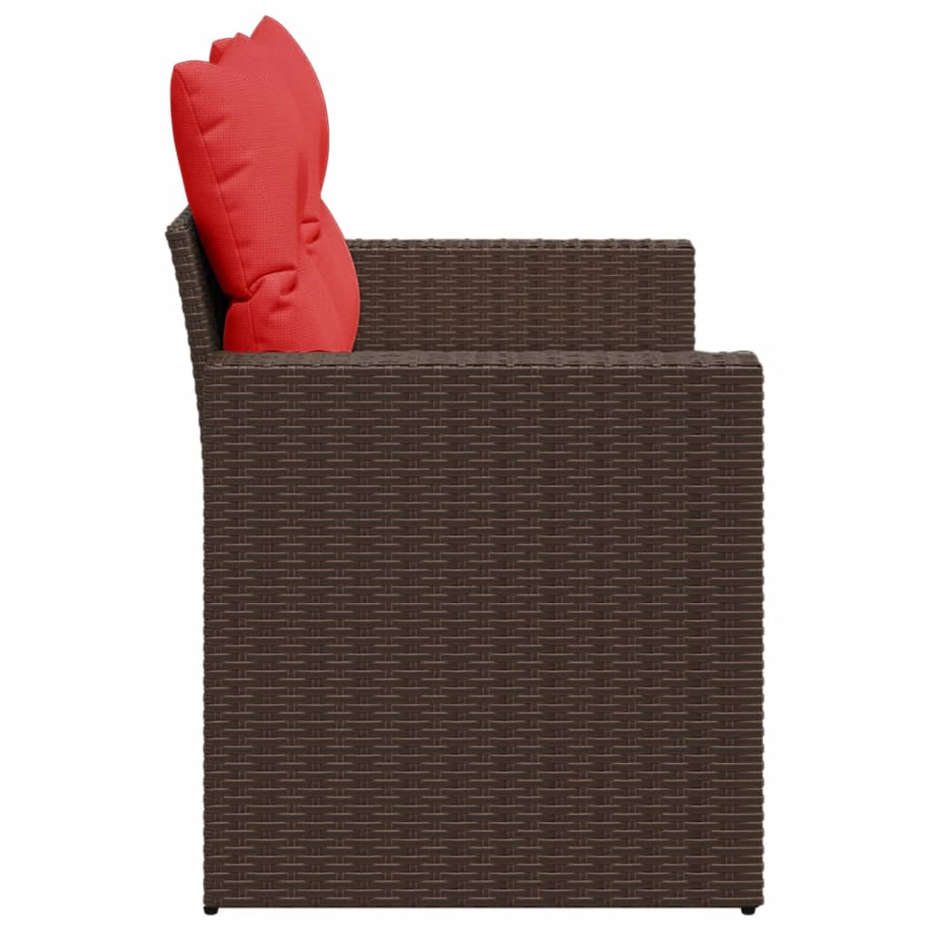 vidaXL Gartensofa mit Kissen 2-Sitzer Braun Poly Rattan