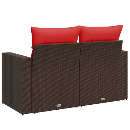 vidaXL Gartensofa mit Kissen 2-Sitzer Braun Poly Rattan
