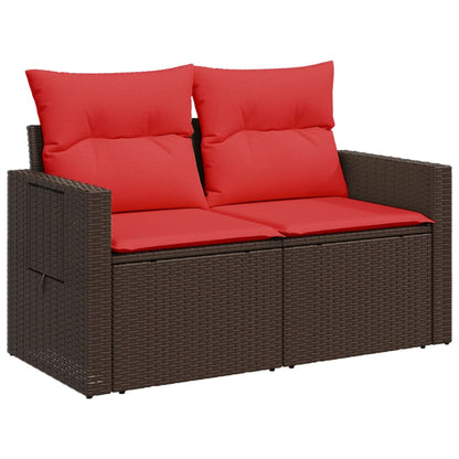 vidaXL Canapé de jardin 2 places avec coussins marron résine tressée