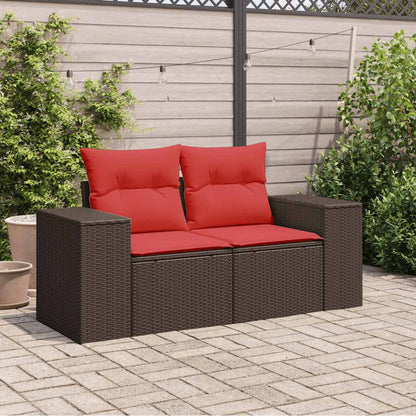 vidaXL Gartensofa mit Kissen 2-Sitzer Braun Poly Rattan