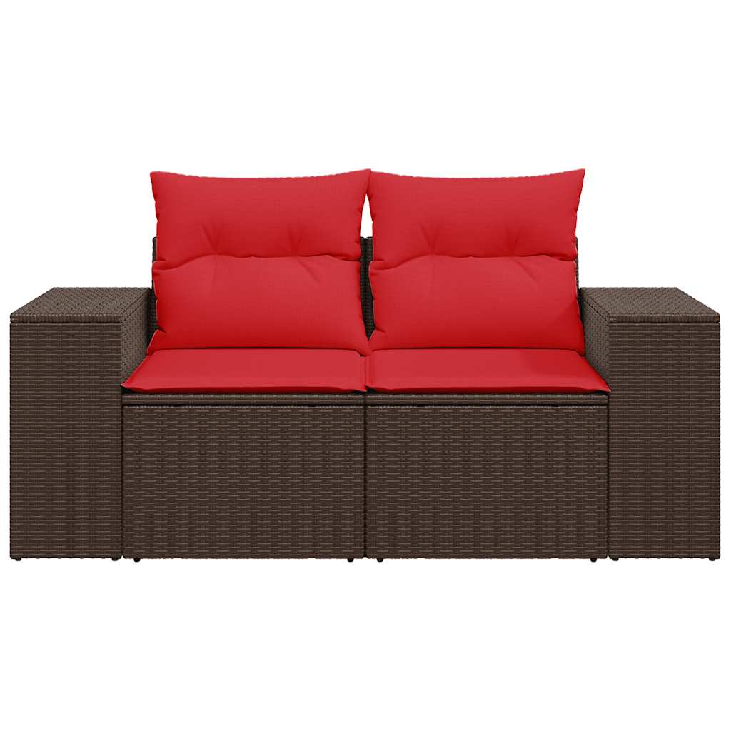 vidaXL Gartensofa mit Kissen 2-Sitzer Braun Poly Rattan