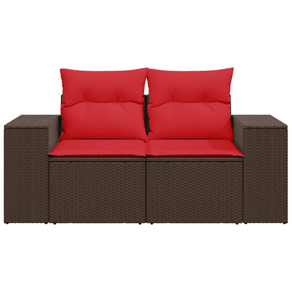 vidaXL Gartensofa mit Kissen 2-Sitzer Braun Poly Rattan