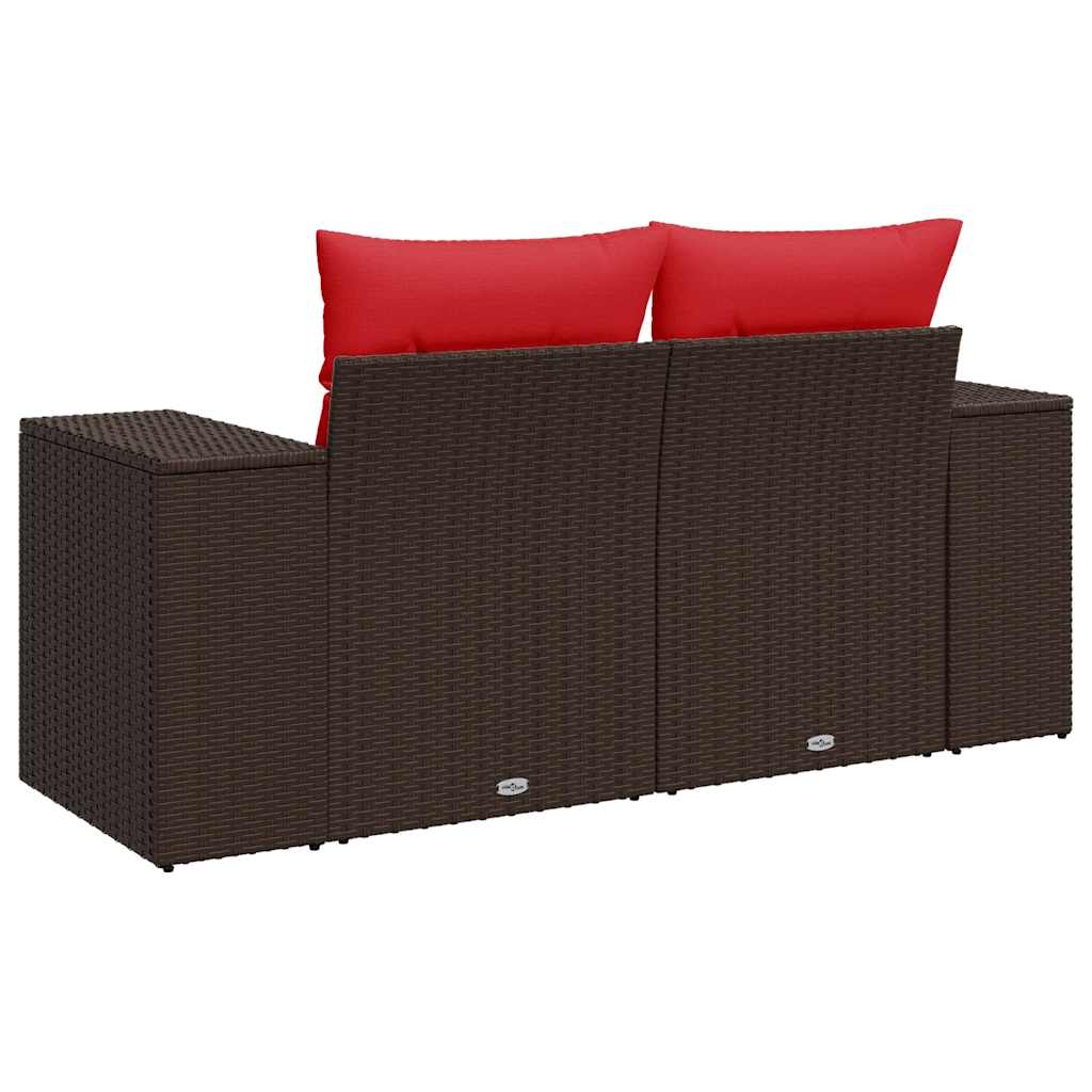 vidaXL Gartensofa mit Kissen 2-Sitzer Braun Poly Rattan