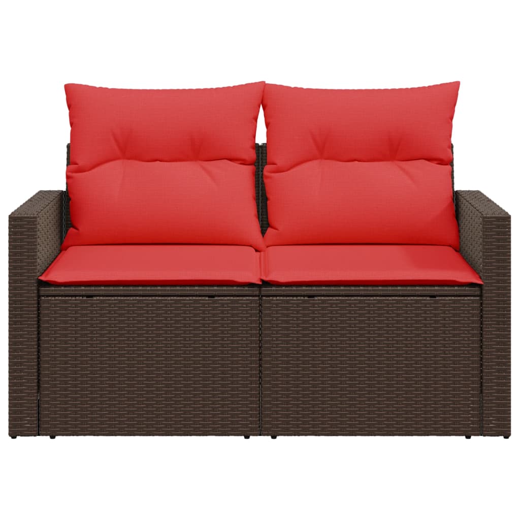vidaXL Gartensofa mit Kissen 2-Sitzer Braun Poly Rattan