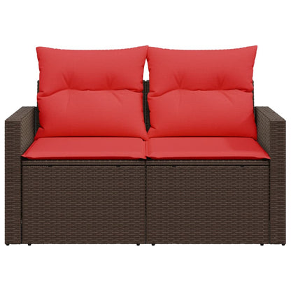 vidaXL Gartensofa mit Kissen 2-Sitzer Braun Poly Rattan