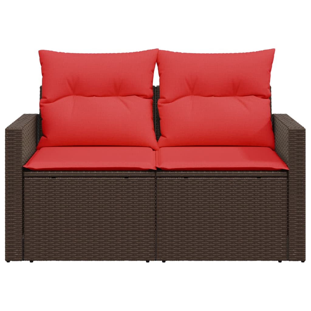 vidaXL Gartensofa mit Kissen 2-Sitzer Braun Poly Rattan
