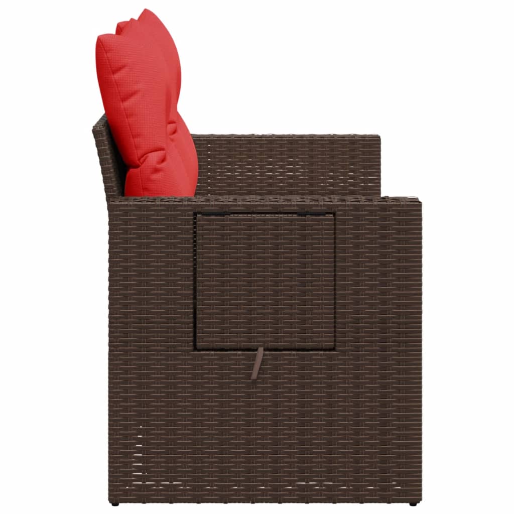 vidaXL Gartensofa mit Kissen 2-Sitzer Braun Poly Rattan