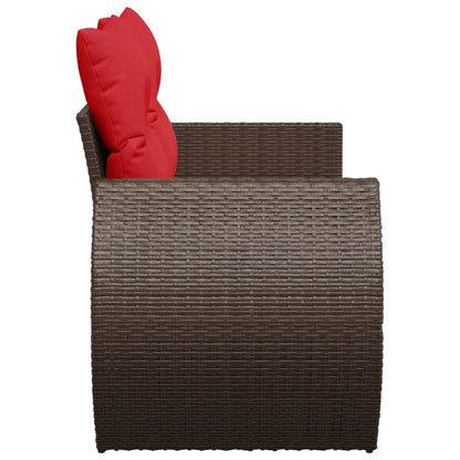 vidaXL Gartensofa mit Kissen 2-Sitzer Braun Poly Rattan