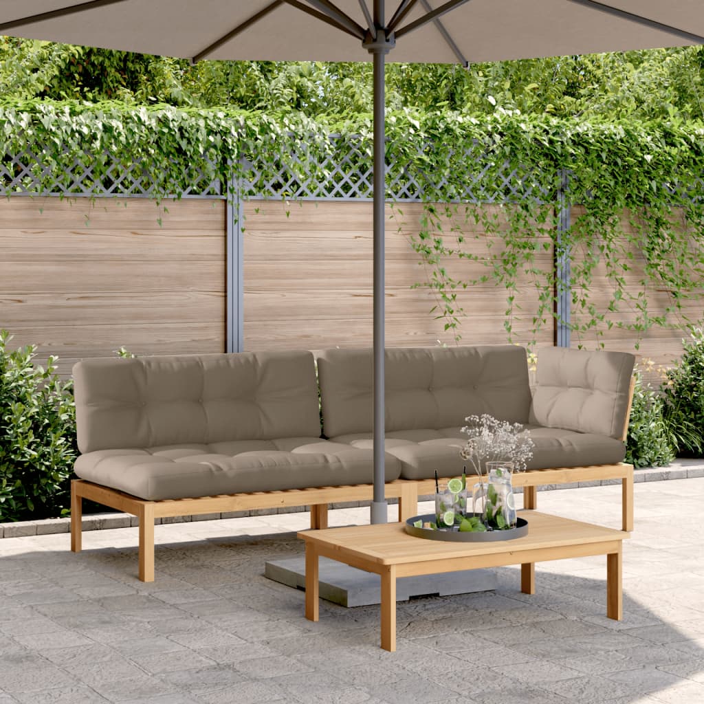 vidaXL 3-tlg. Garten-Sofagarnitur aus Paletten mit Kissen Akazienholz