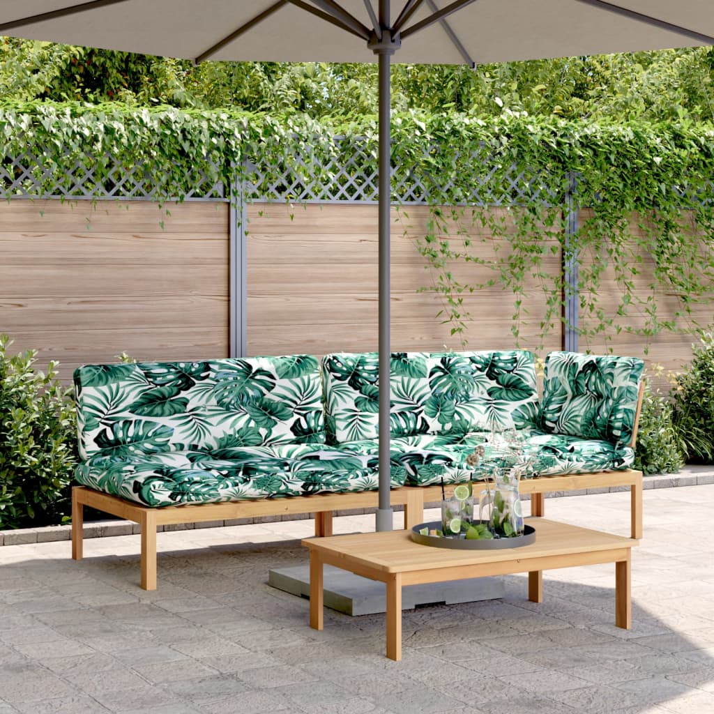 vidaXL Salon de jardin 3 pcs en palettes avec coussins Bois d'acacia