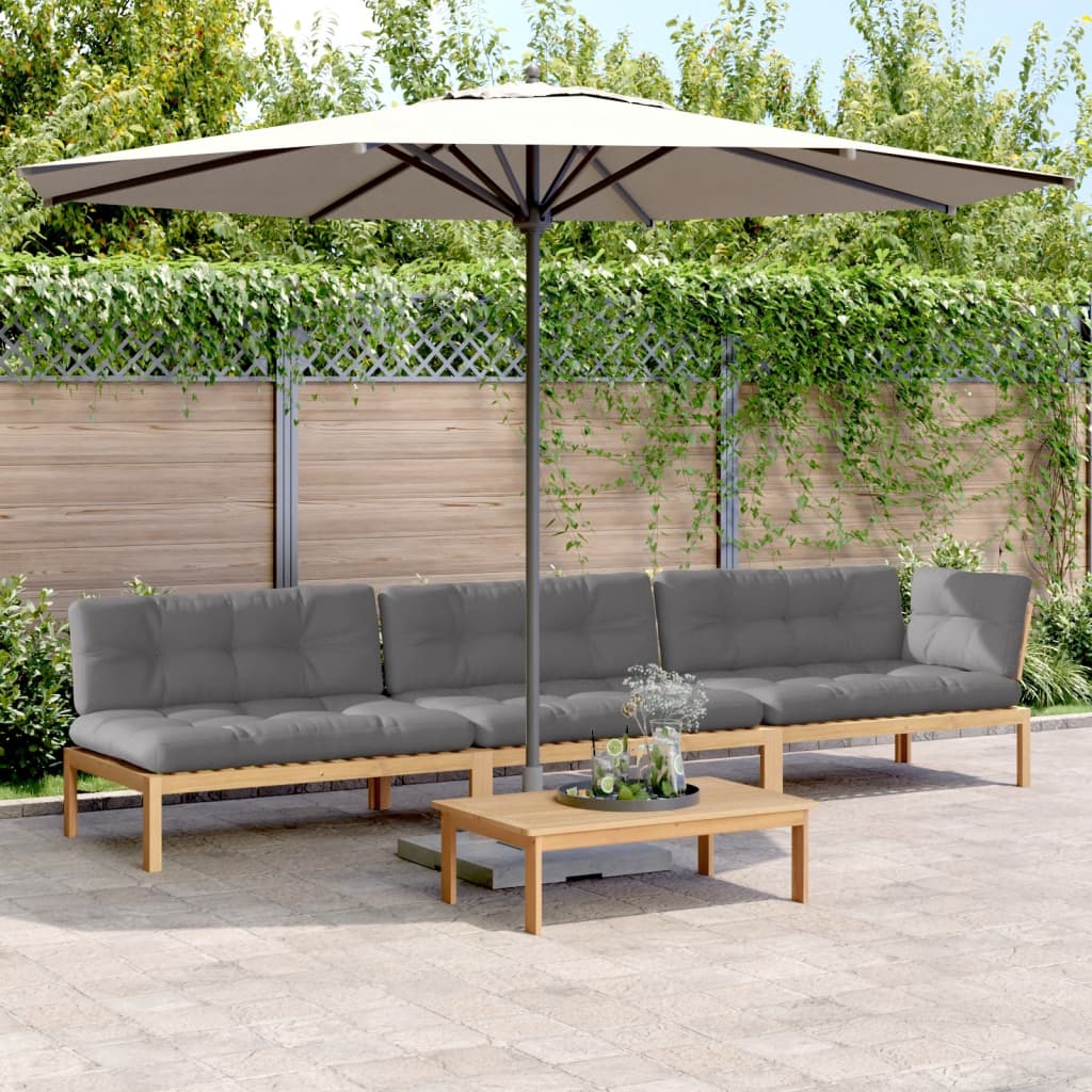 vidaXL Salon de jardin 4 pièces en palettes avec coussins Bois d'acacia