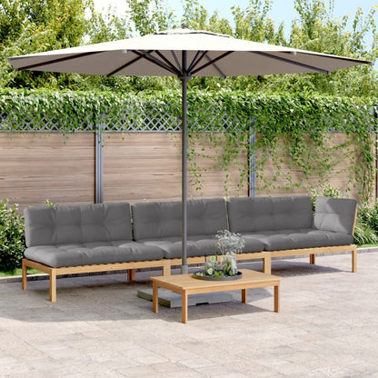 vidaXL Salon de jardin 4 pièces en palettes avec coussins Bois d'acacia