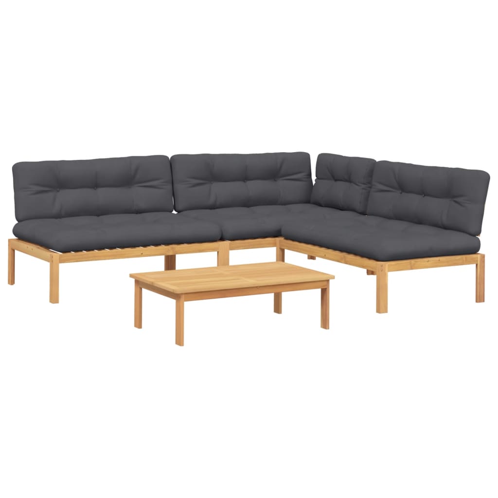 vidaXL 4-tlg. Garten-Sofagarnitur aus Paletten mit Kissen Akazienholz