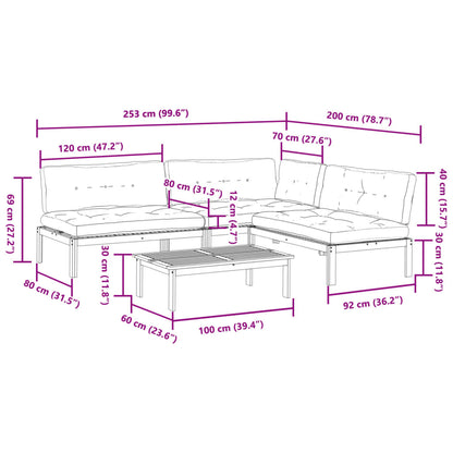 vidaXL 4-tlg. Garten-Sofagarnitur aus Paletten mit Kissen Akazienholz