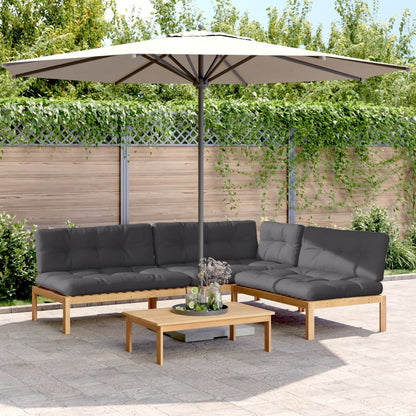 vidaXL 4-tlg. Garten-Sofagarnitur aus Paletten mit Kissen Akazienholz
