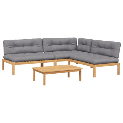 vidaXL Salon de jardin 4 pièces en palettes avec coussins Bois d'acacia