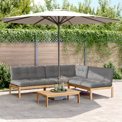 vidaXL Salon de jardin 4 pièces en palettes avec coussins Bois d'acacia