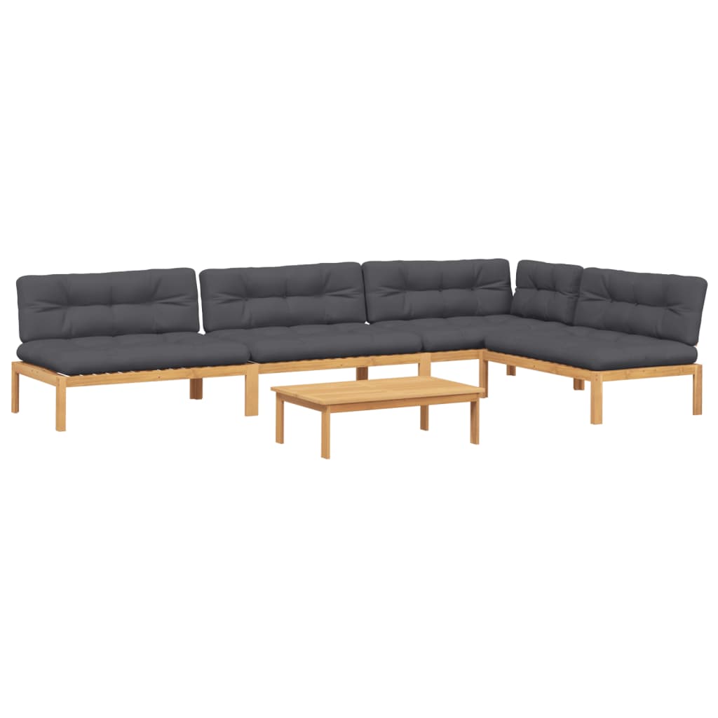 vidaXL Ensemble de canapé de jardin 5 pièces en palettes avec coussins bois d'acacia