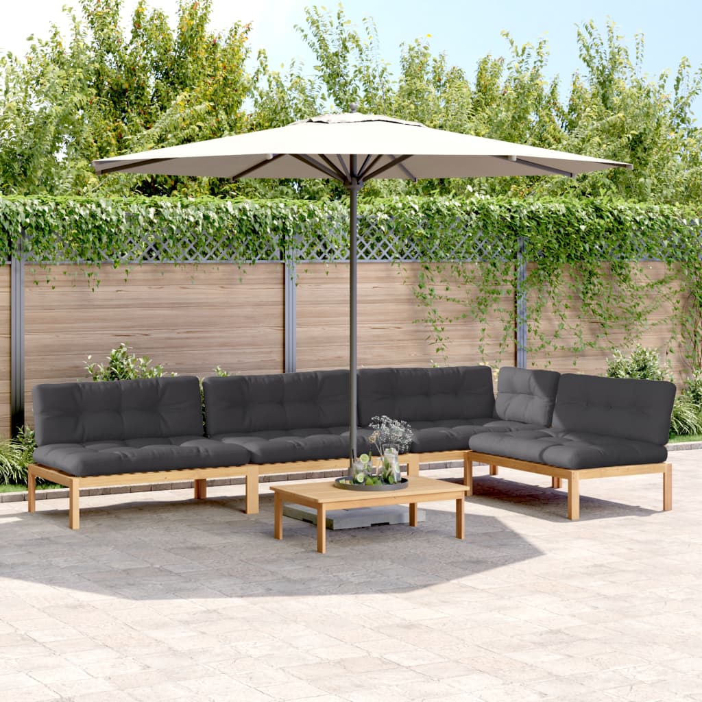 vidaXL Ensemble de canapé de jardin 5 pièces en palettes avec coussins bois d'acacia