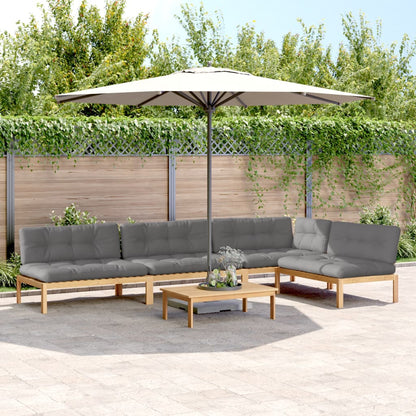 vidaXL 5-tlg. Garten-Sofagarnitur aus Paletten mit Kissen Akazienholz