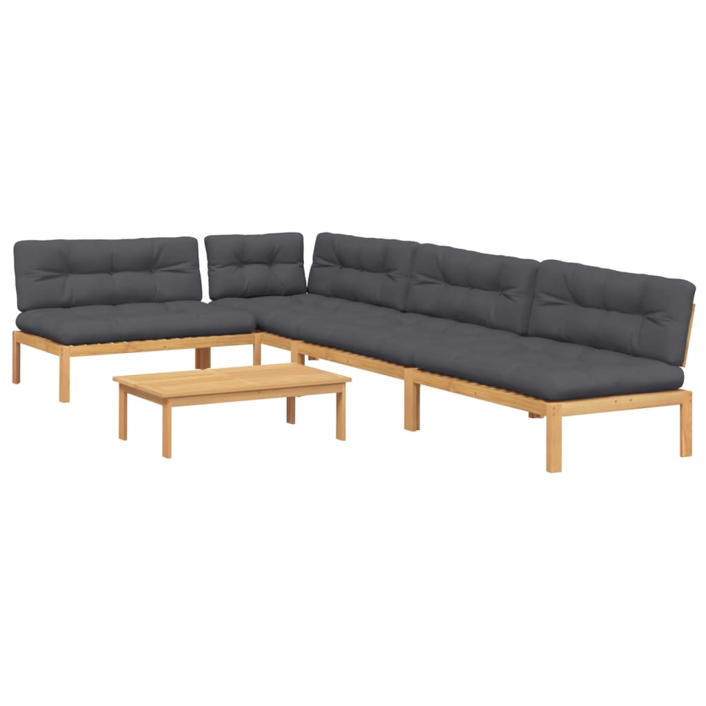 vidaXL Ensemble de canapé de jardin 5 pièces en palettes avec coussins bois d'acacia