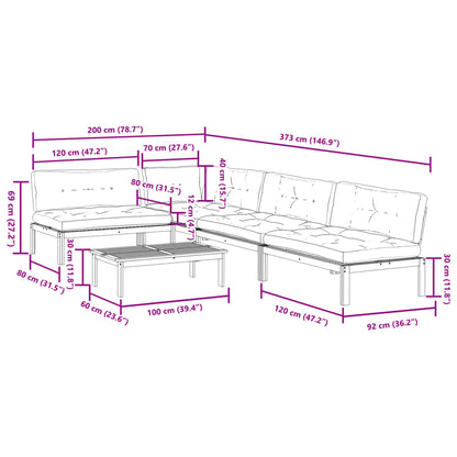 vidaXL Ensemble de canapé de jardin 5 pièces en palettes avec coussins bois d'acacia