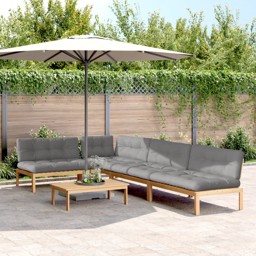 vidaXL 5-tlg. Garten-Sofagarnitur aus Paletten mit Kissen Akazienholz
