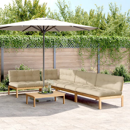 vidaXL 5-tlg. Garten-Sofagarnitur aus Paletten mit Kissen Akazienholz