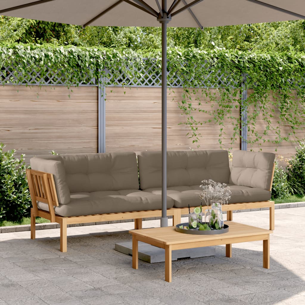 vidaXL Garten-Ecksofas aus Paletten 2 Stk mit Kissen Massivholz Akazie