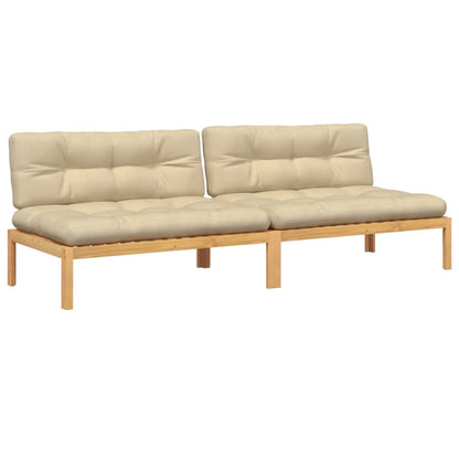 vidaXL Garten-Mittelsofas aus Paletten 2 Stk. mit Kissen Akazienholz